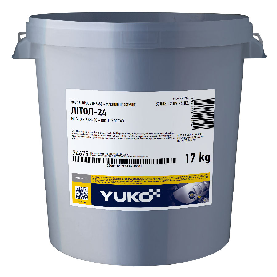 Мастило YUKO Літол-24 17кг відро 20л ПЕ